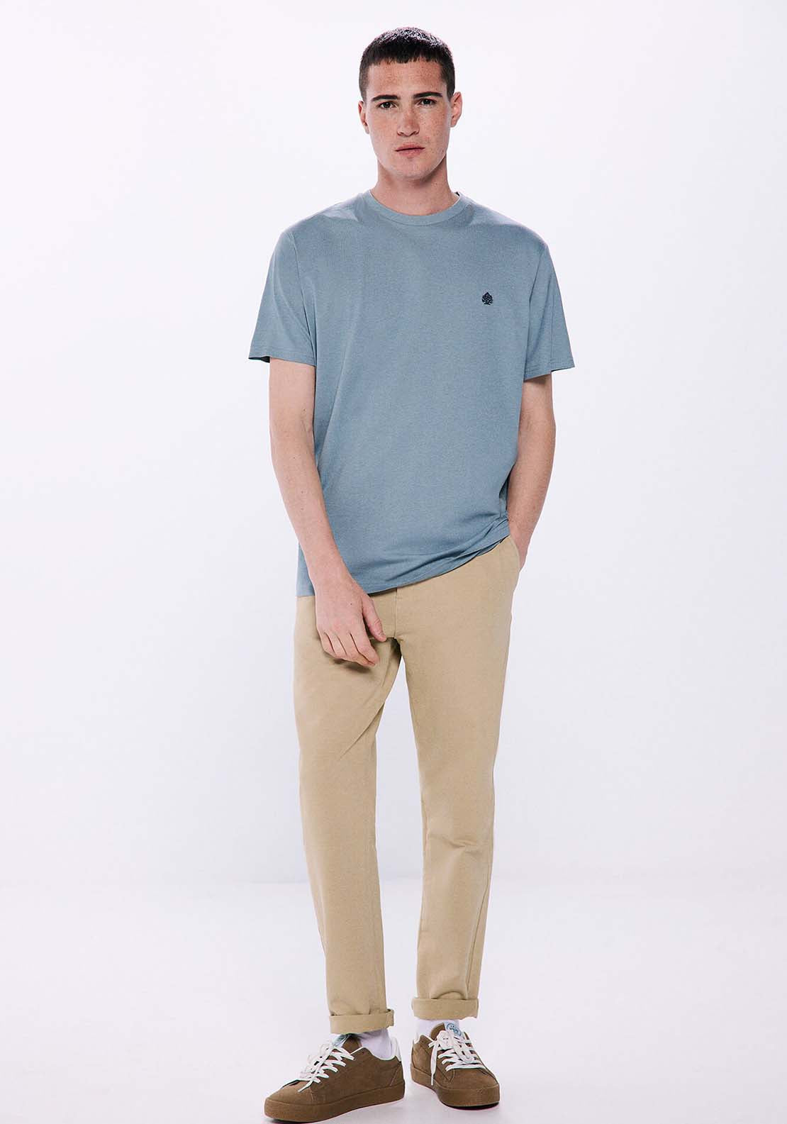 Springfield Basic round neck t-shirt - Blue 1 Shaws Department Stores