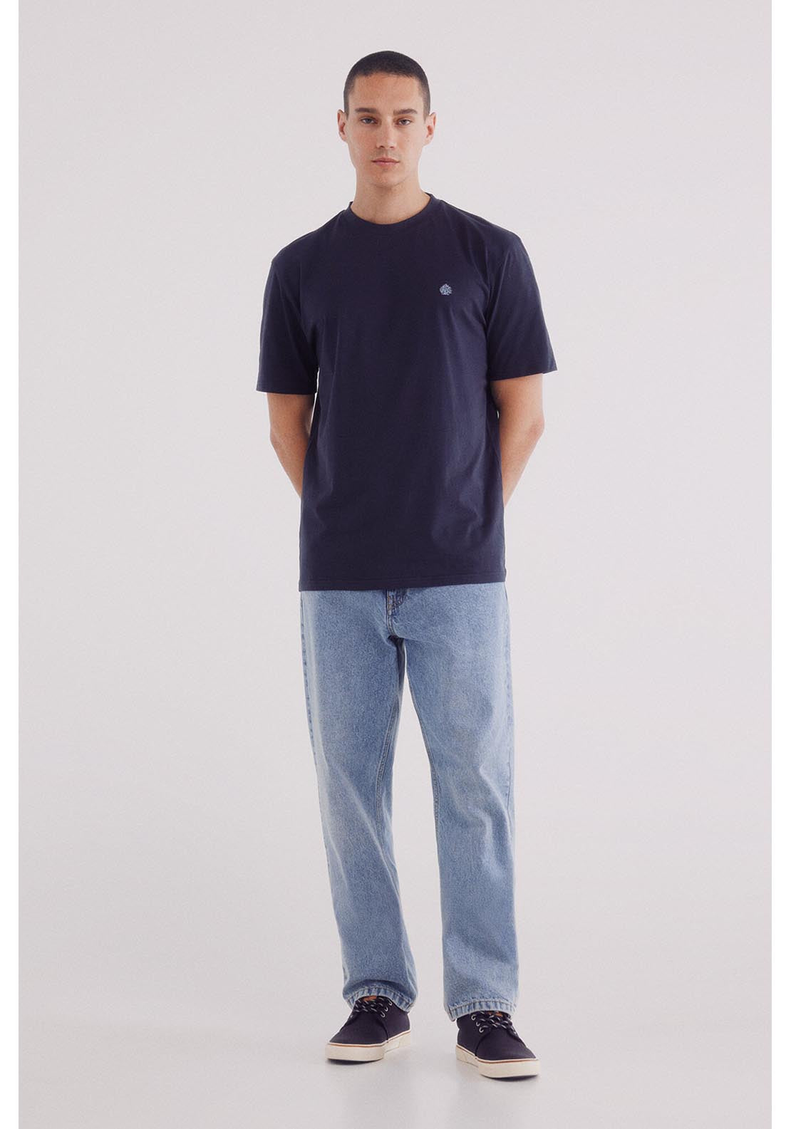 Springfield Basic Round Neck T-Shirt - Blue 4 Shaws Department Stores