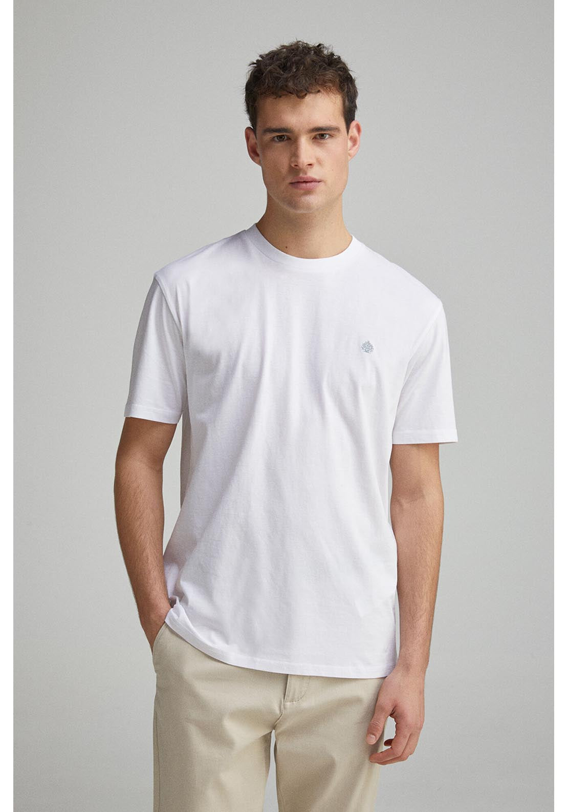 Springfield Basic Round Neck T-Shirt - White 1 Shaws Department Stores