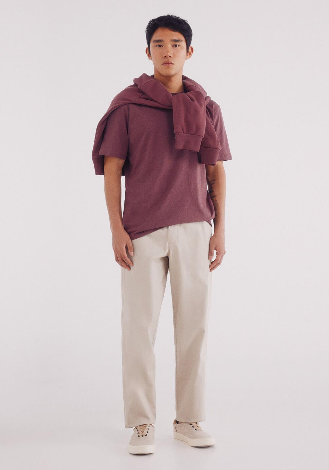 Springfield Basic Melange T-Shirt - Wine 2 Shaws Department Stores