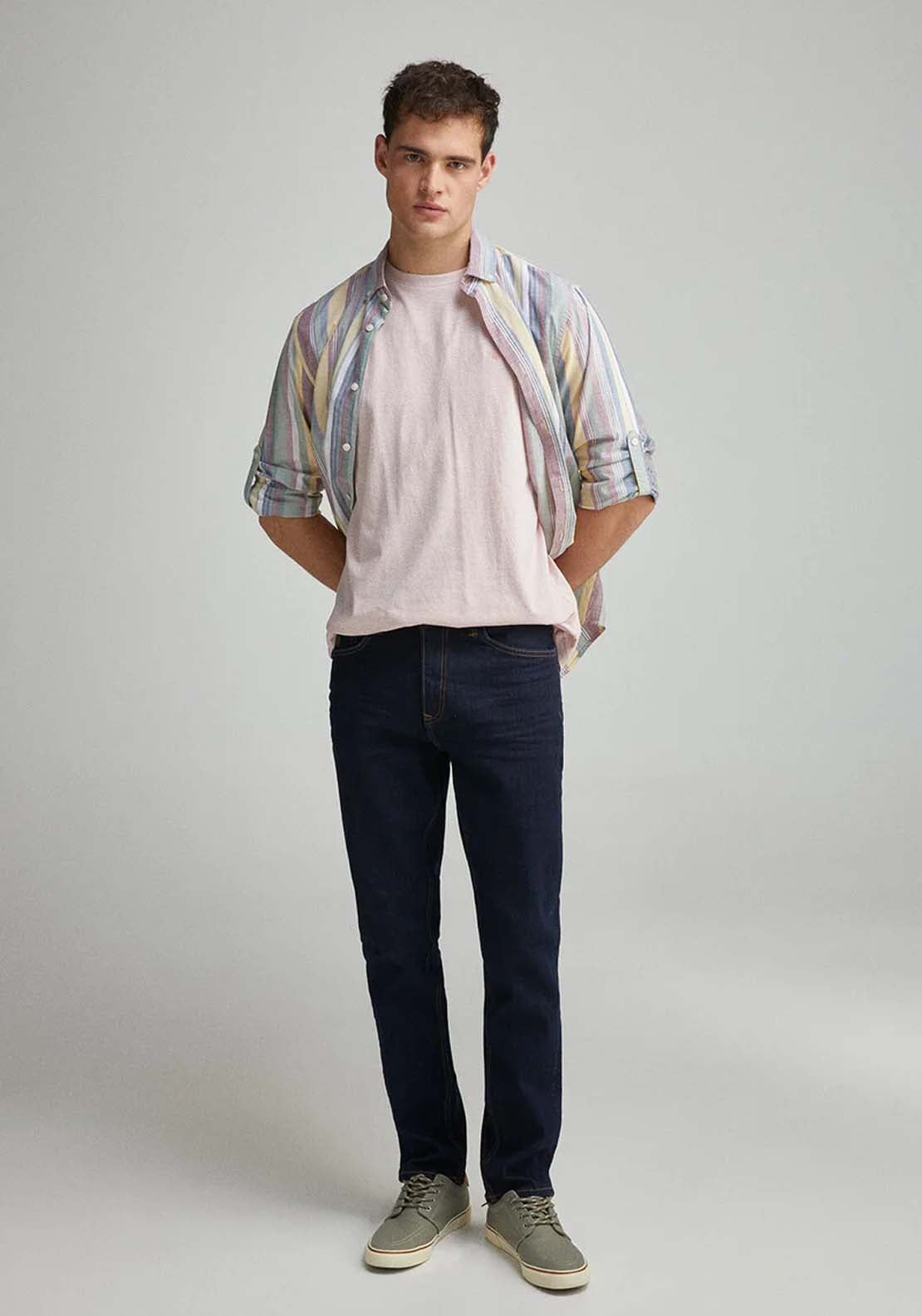 Springfield Micro Striped T-Shirt - Pink 3 Shaws Department Stores