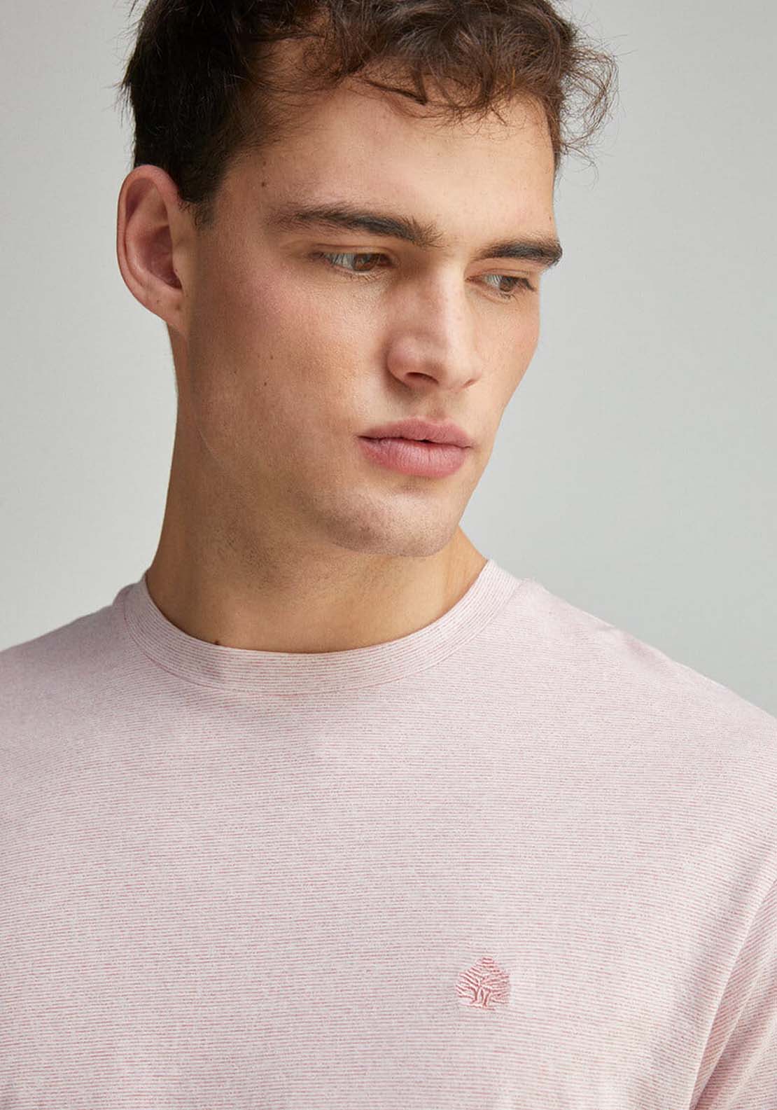 Springfield Micro Striped T-Shirt - Pink 2 Shaws Department Stores
