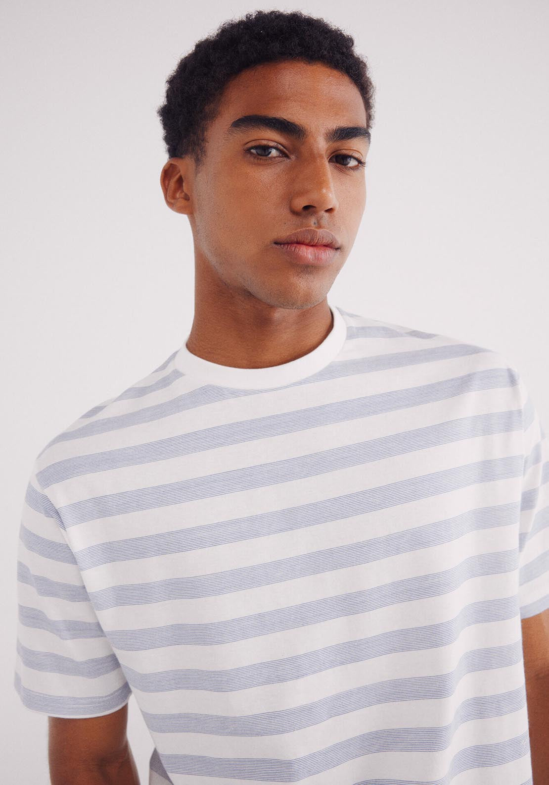 Springfield Basic Round Neck T-Shirt - Blue 2 Shaws Department Stores