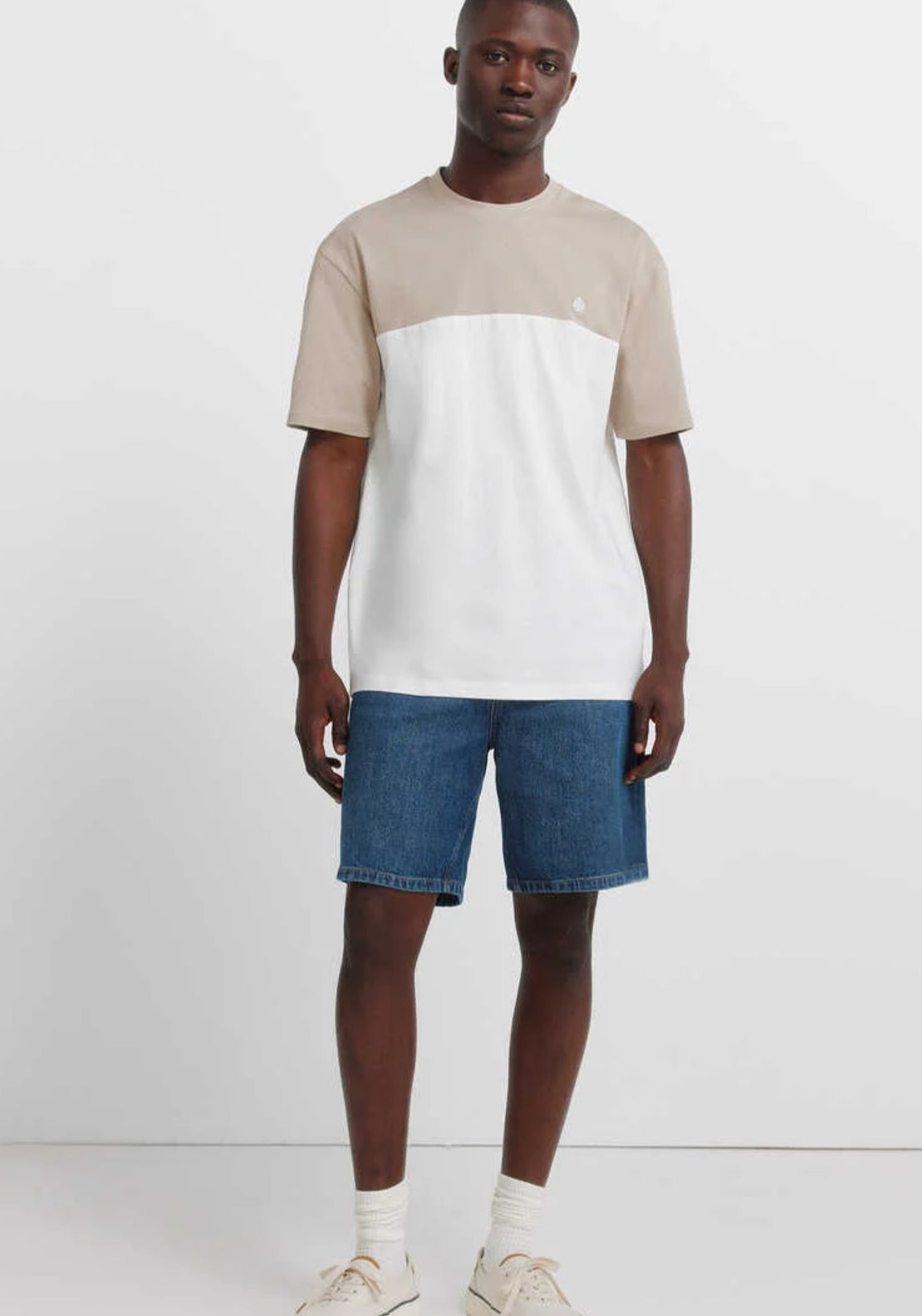 Colour Block T-Shirt - Beige