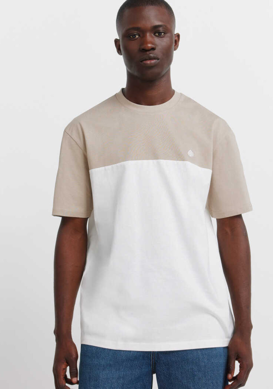 Colour Block T-Shirt - Beige