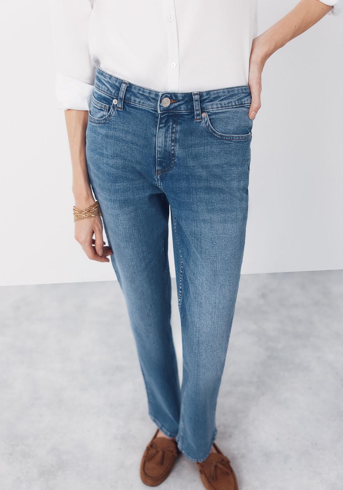 Cortefiel Mid Rise Straight Jeans - Blue 1 Shaws Department Stores