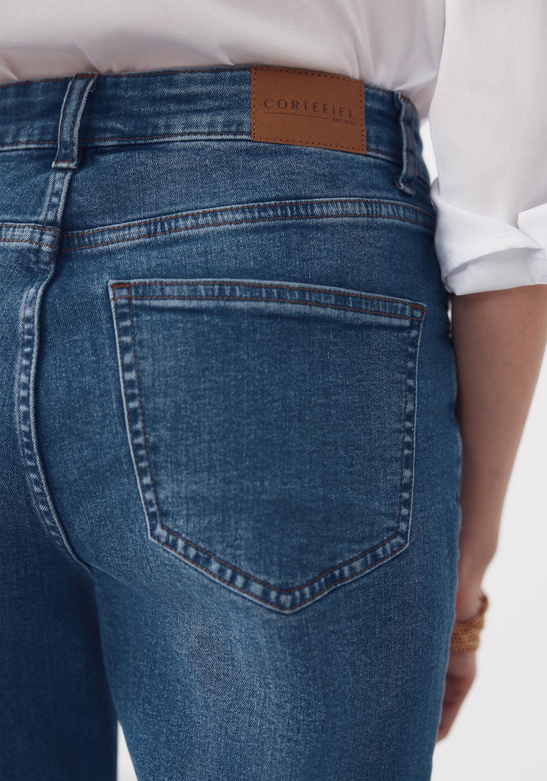 Cortefiel Mid Rise Straight Jeans - Blue 5 Shaws Department Stores