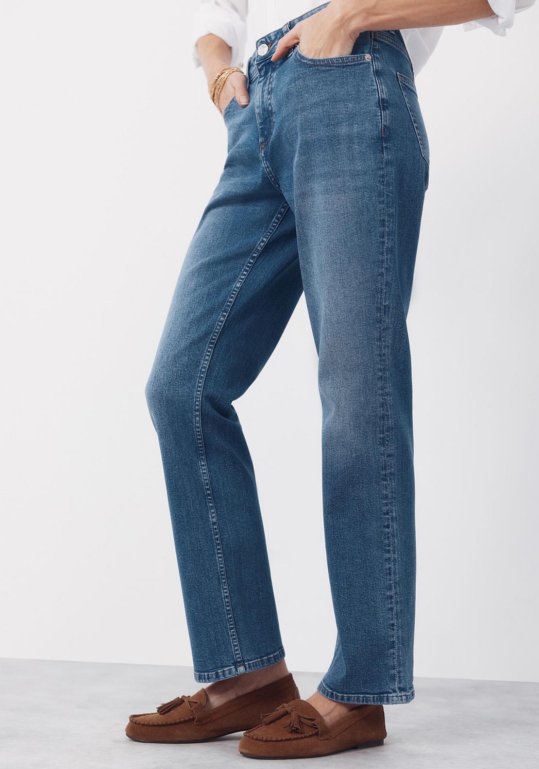 Cortefiel Mid Rise Straight Jeans - Blue 3 Shaws Department Stores