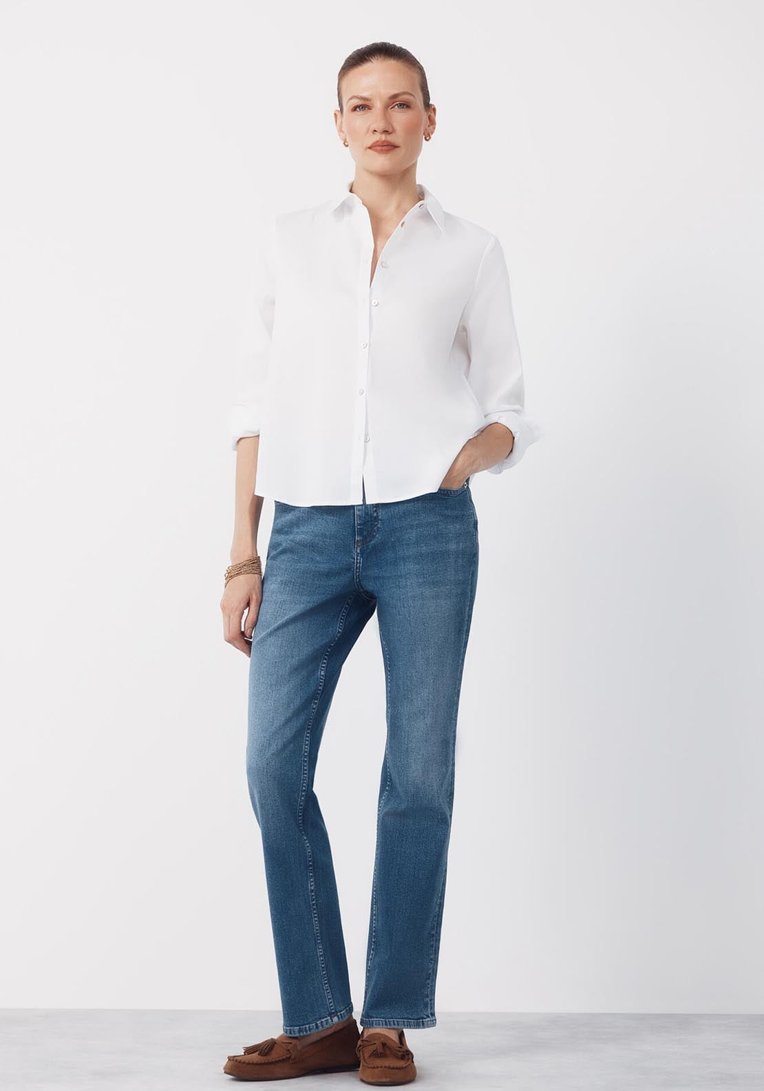 Cortefiel Mid Rise Straight Jeans - Blue 6 Shaws Department Stores