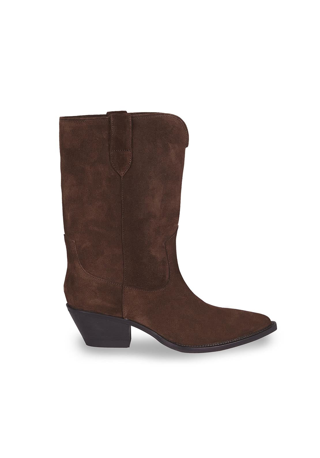 Cortefiel Split Leather Cowboy Boots - Brown 1 Shaws Department Stores
