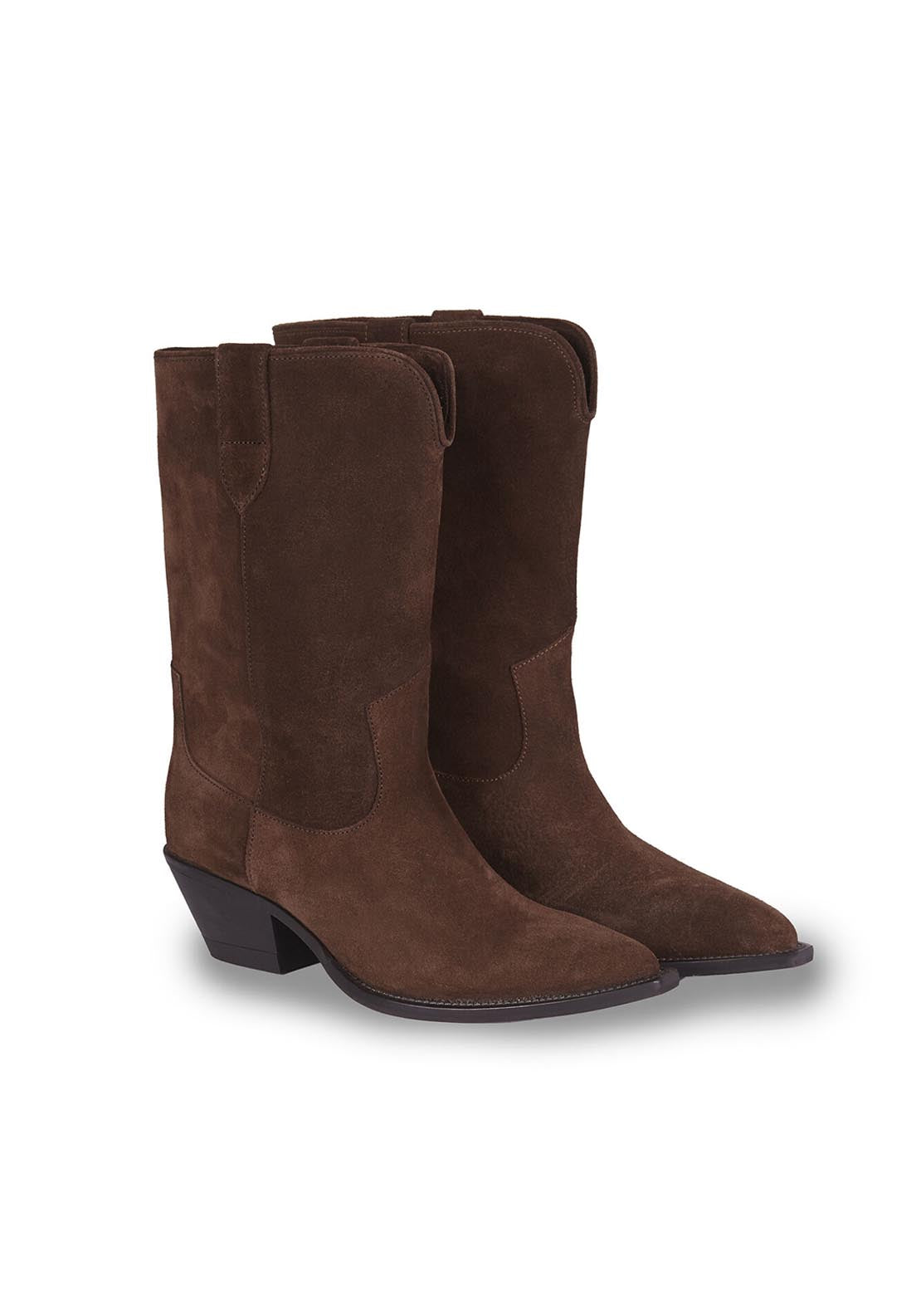 Cortefiel Split Leather Cowboy Boots - Brown 2 Shaws Department Stores