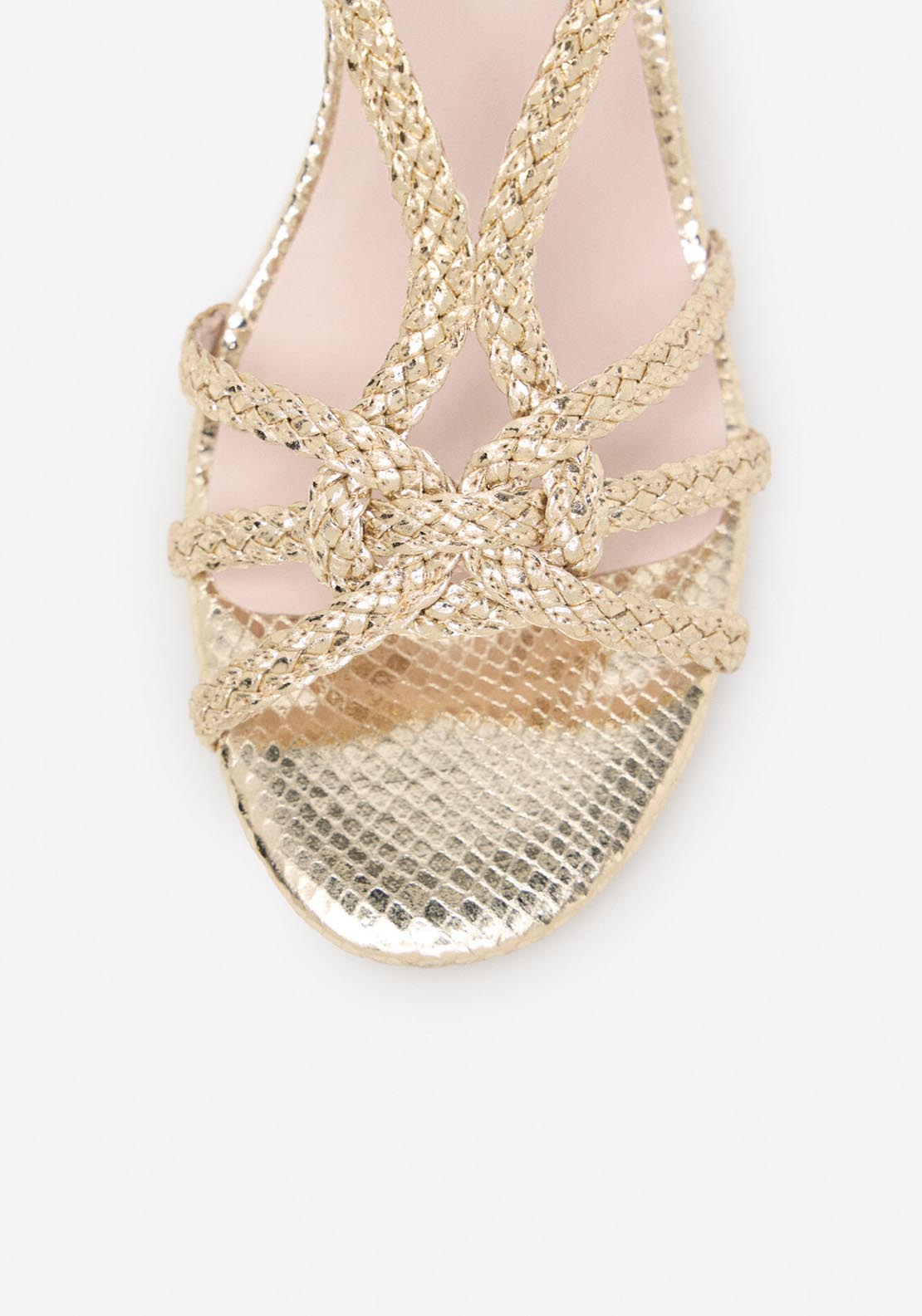 Cortefiel Braided Heeled Sandal - Gold/mustard 4 Shaws Department Stores