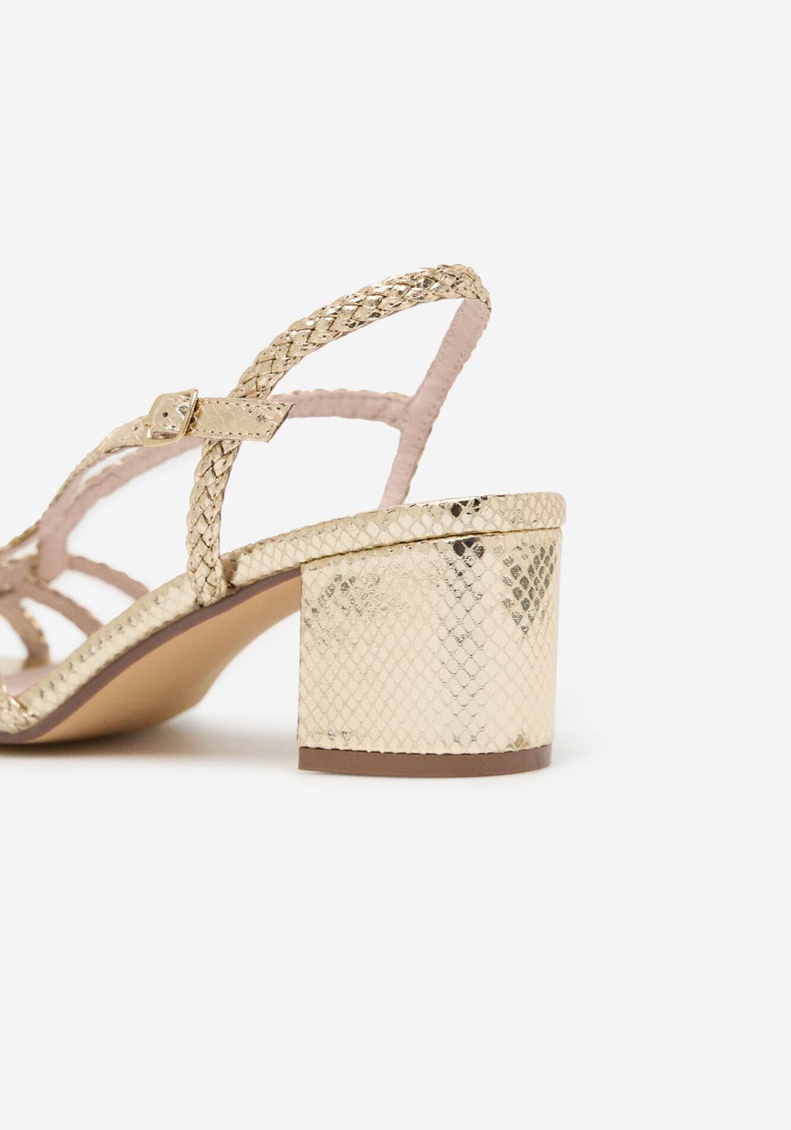 Cortefiel Braided Heeled Sandal - Gold/mustard 5 Shaws Department Stores