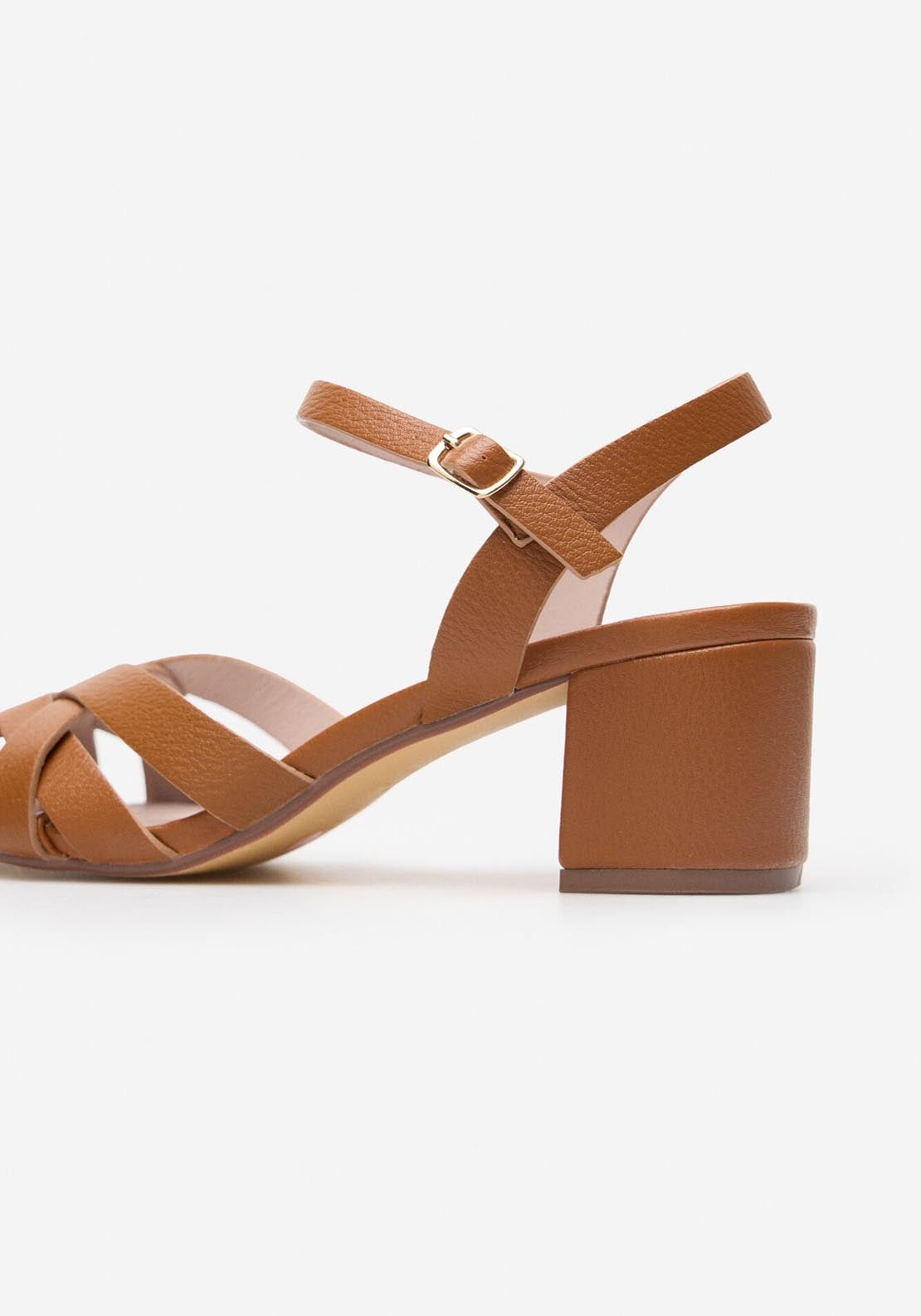 Cortefiel Heeled Strappy Sandal - Medium Brown 5 Shaws Department Stores
