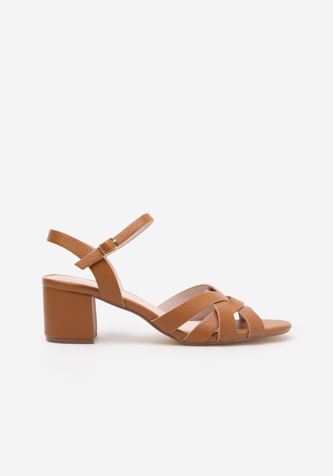Cortefiel Heeled Strappy Sandal - Medium Brown 1 Shaws Department Stores