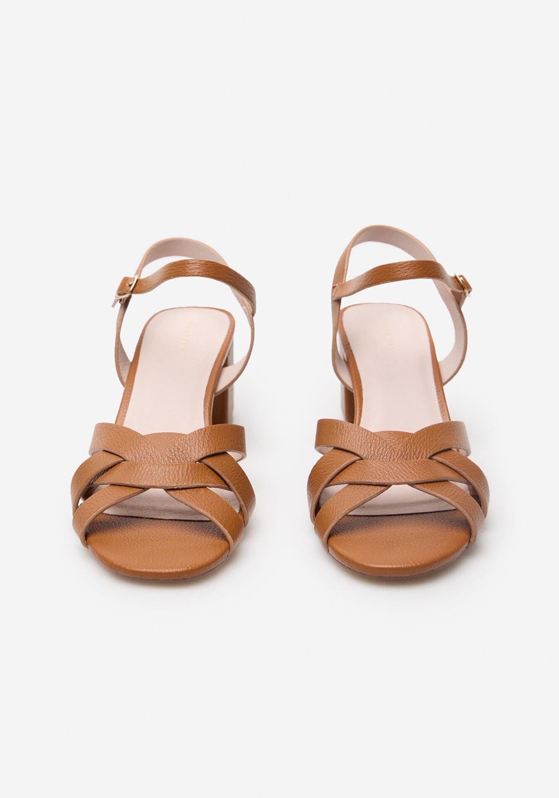 Cortefiel Heeled Strappy Sandal - Medium Brown 2 Shaws Department Stores