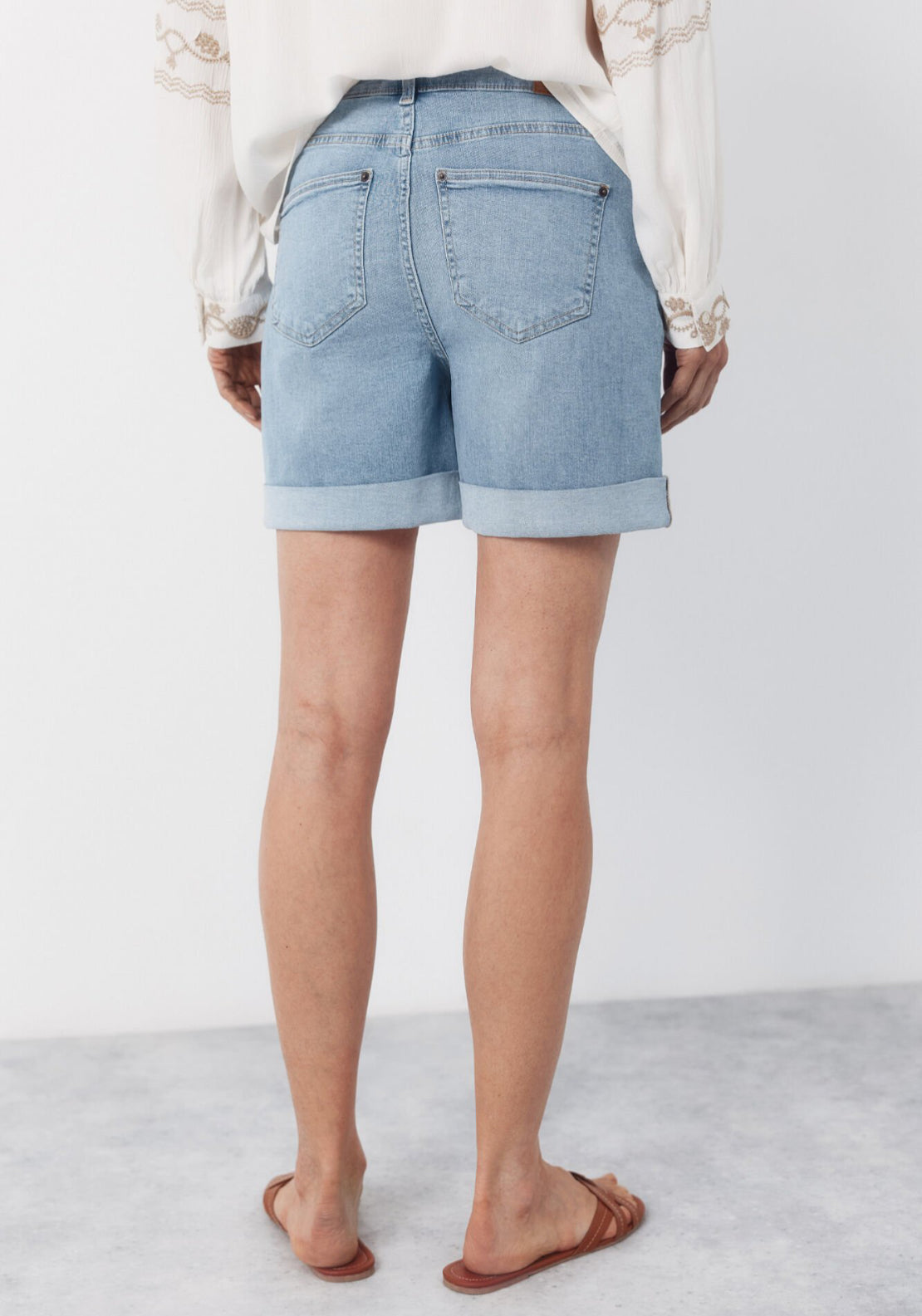 Cortefiel Contrast Edge Denim Shorts - Blue 2 Shaws Department Stores