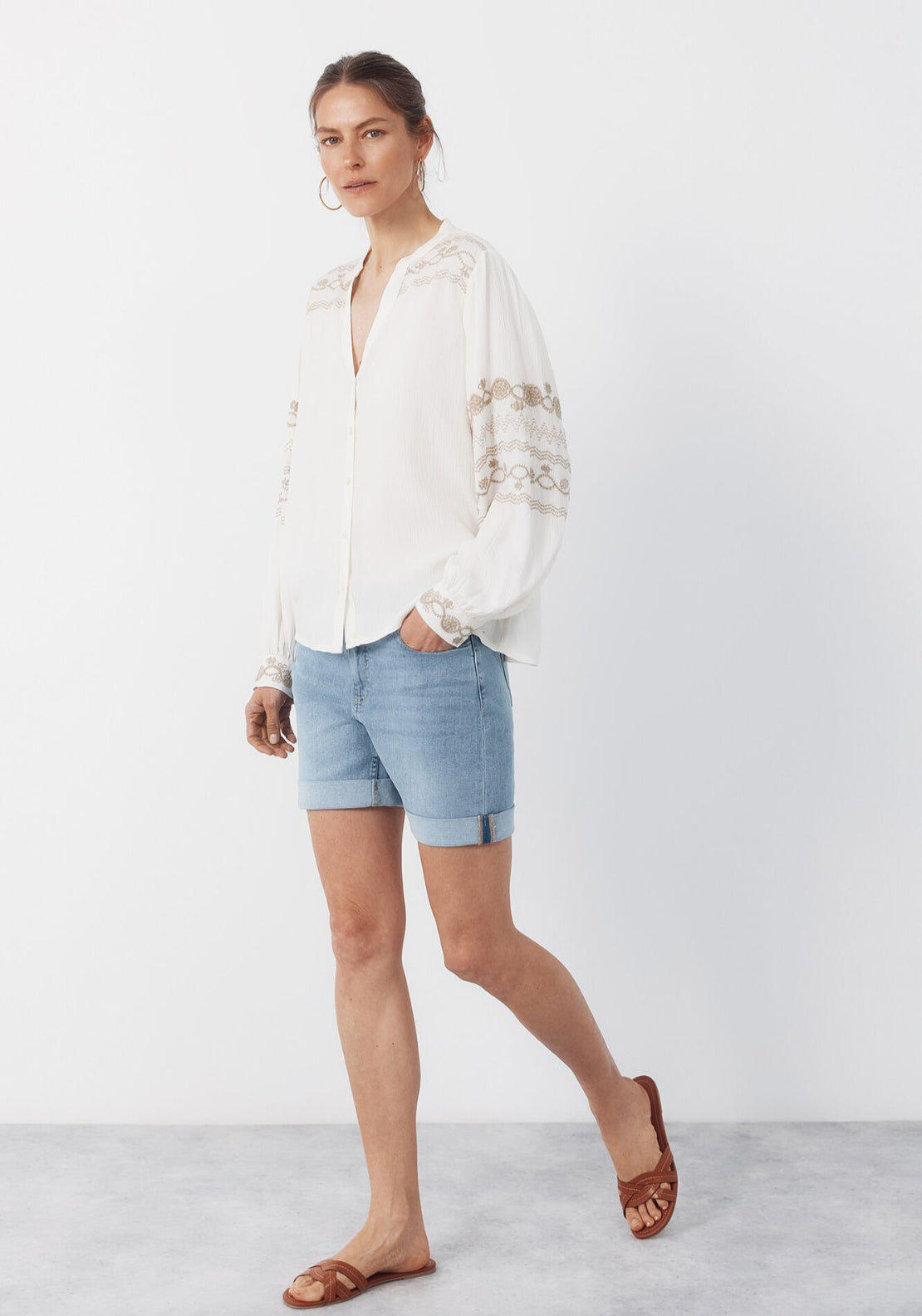Cortefiel Contrast Edge Denim Shorts - Blue 4 Shaws Department Stores
