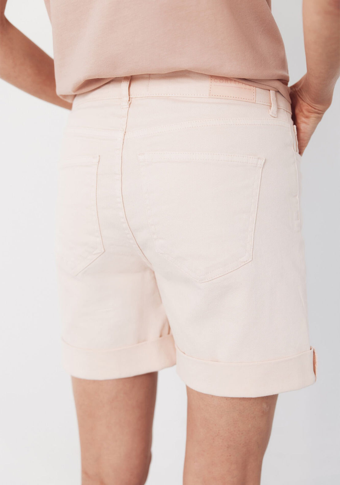 Cortefiel Upturned Cuff Denim Shorts - Pink 2 Shaws Department Stores