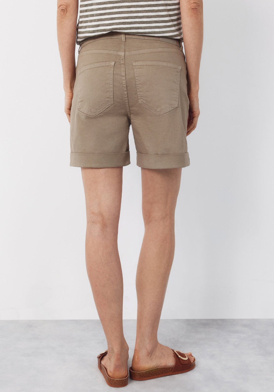 Cortefiel Upturned Cuff Denim Shorts - Green 2 Shaws Department Stores