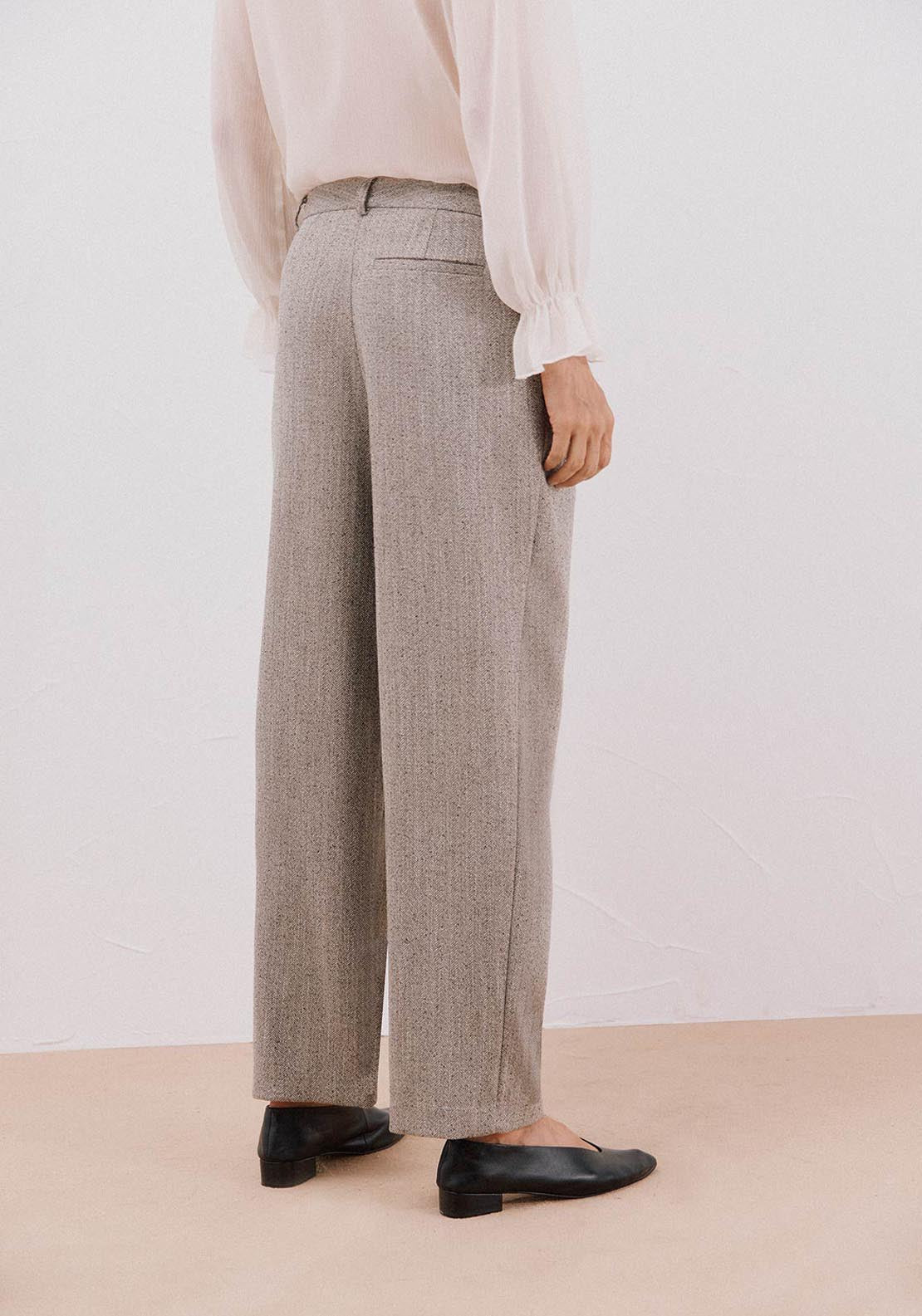 Cortefiel Wide Leg Trousers With Double Pleats - Beige 2 Shaws Department Stores