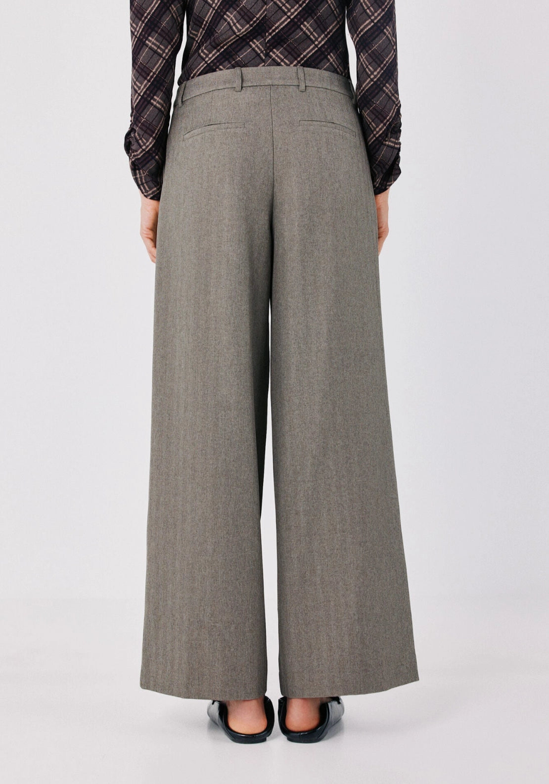 Herringbone Darted Trousers - Beige/camel