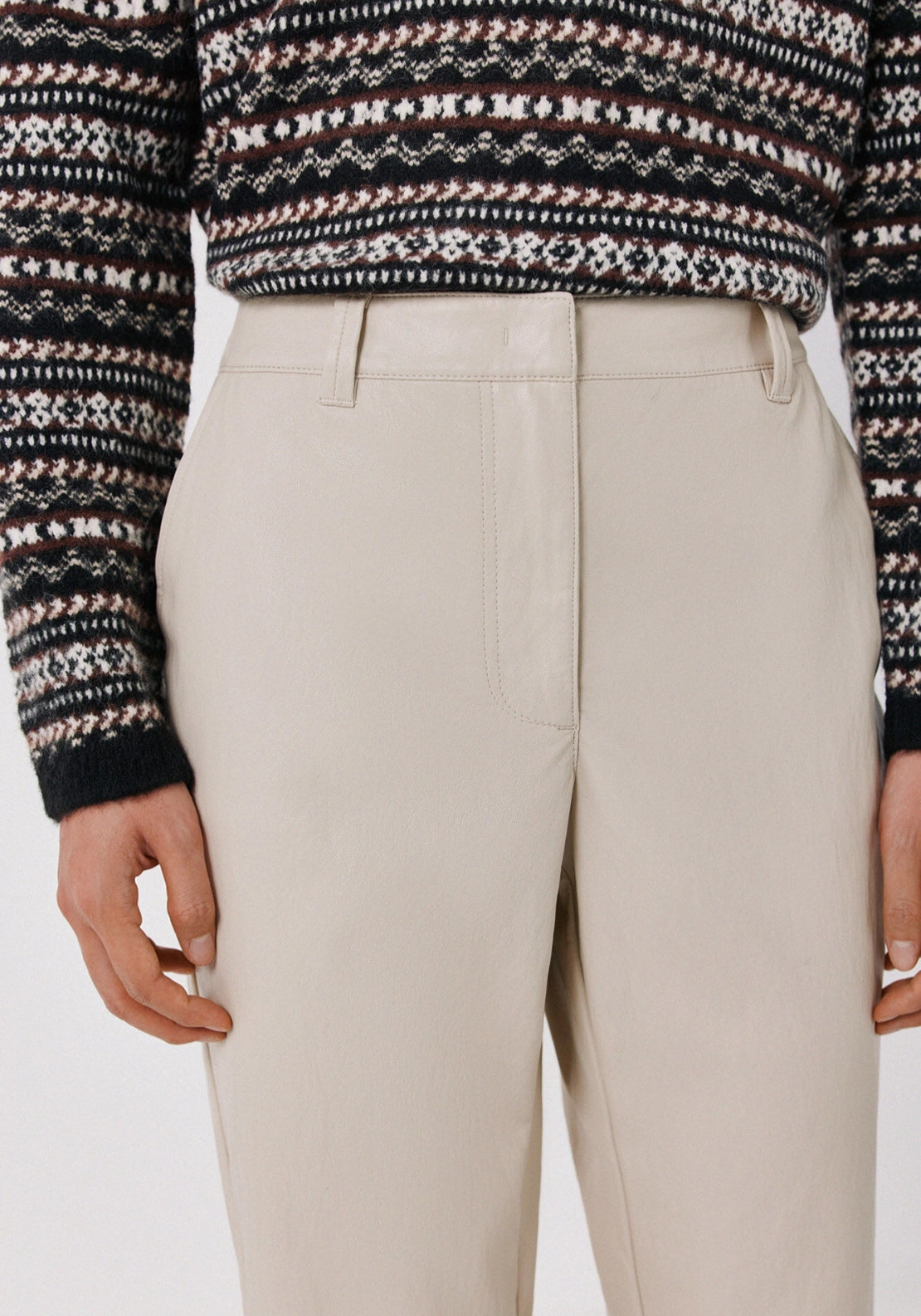 Faux Leather Trousers - Ivory