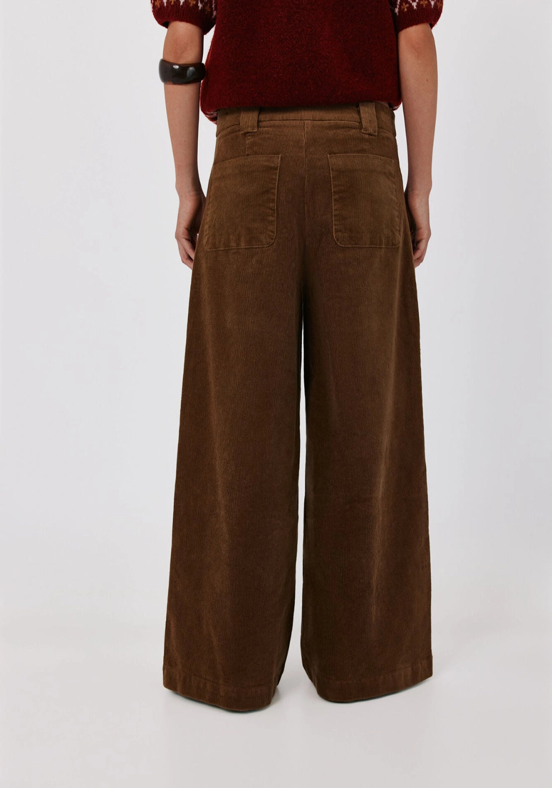 Wide Leg Corduroy Trousers - Beige/camel