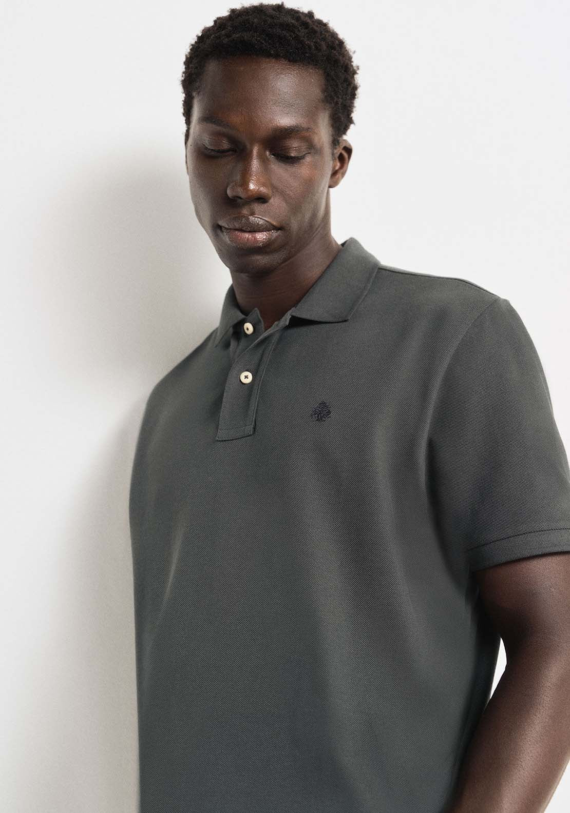 Springfield Regular fit basic piqué polo - Green 2 Shaws Department Stores