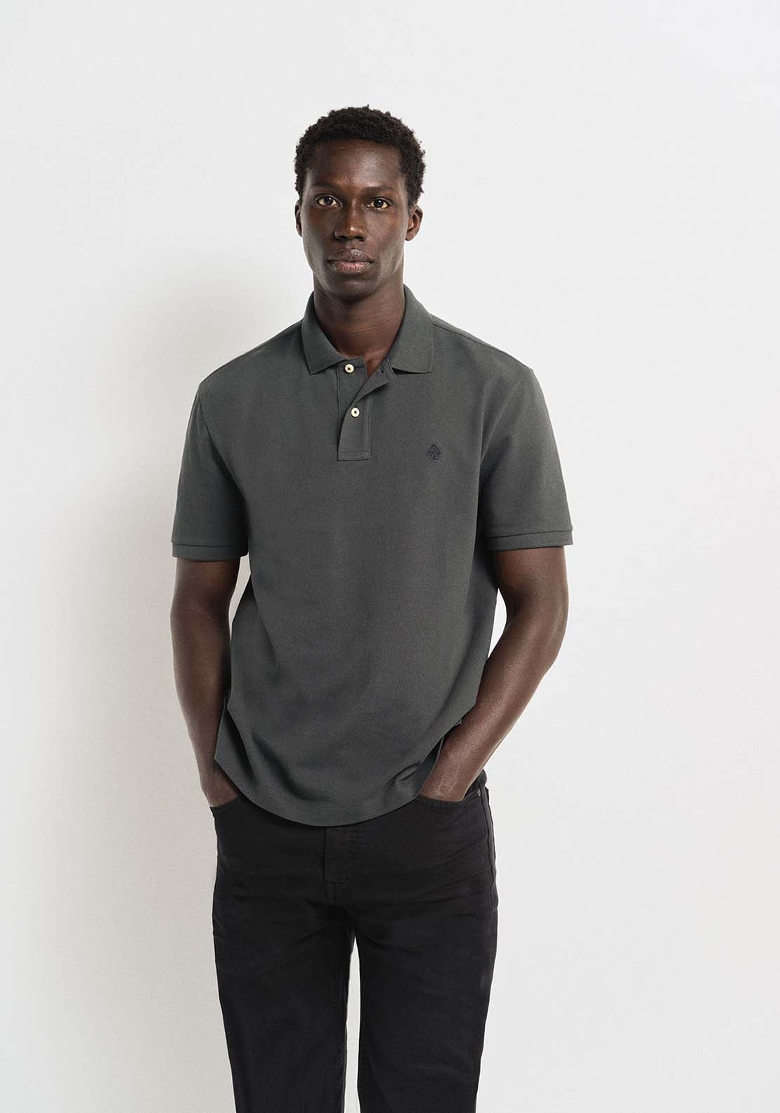 Springfield Regular fit basic piqué polo - Green 1 Shaws Department Stores