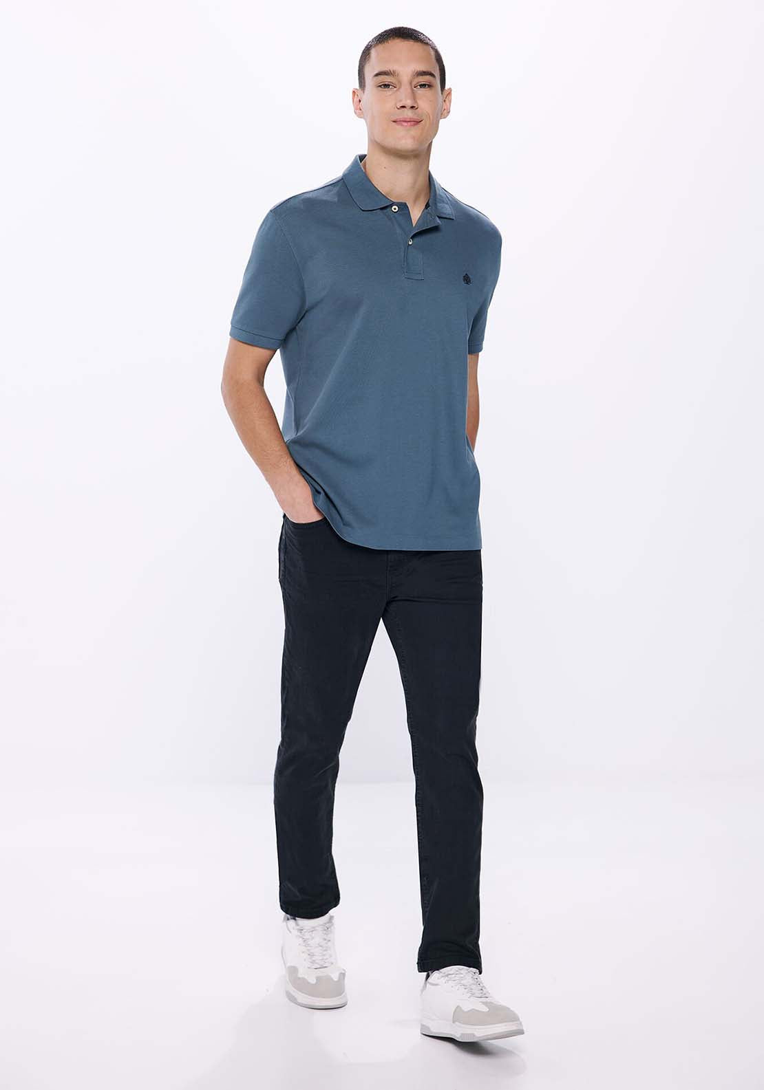 Springfield Regular fit basic piqué polo - Blue 4 Shaws Department Stores