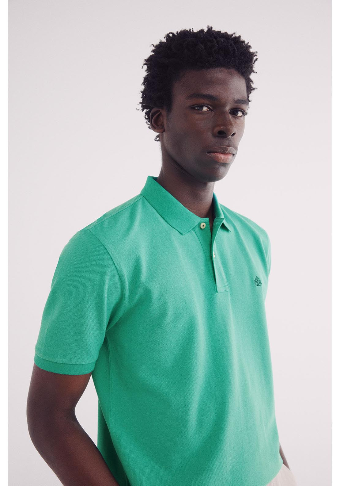 Springfield Essential Regular Fit Piqué Polo Shirt - Green 3 Shaws Department Stores