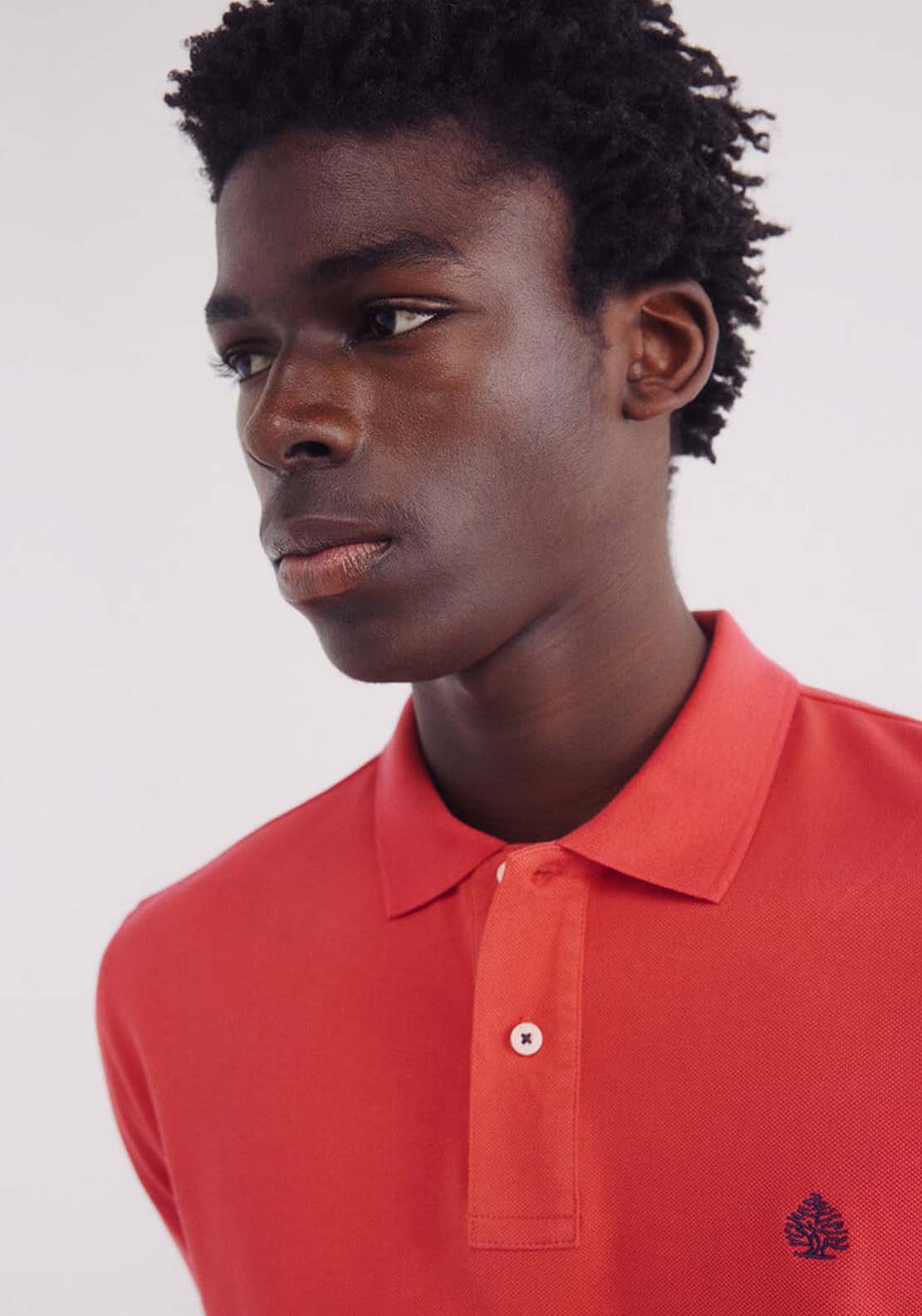 Springfield Essential Regular Fit Piqué Polo Shirt - Red 4 Shaws Department Stores