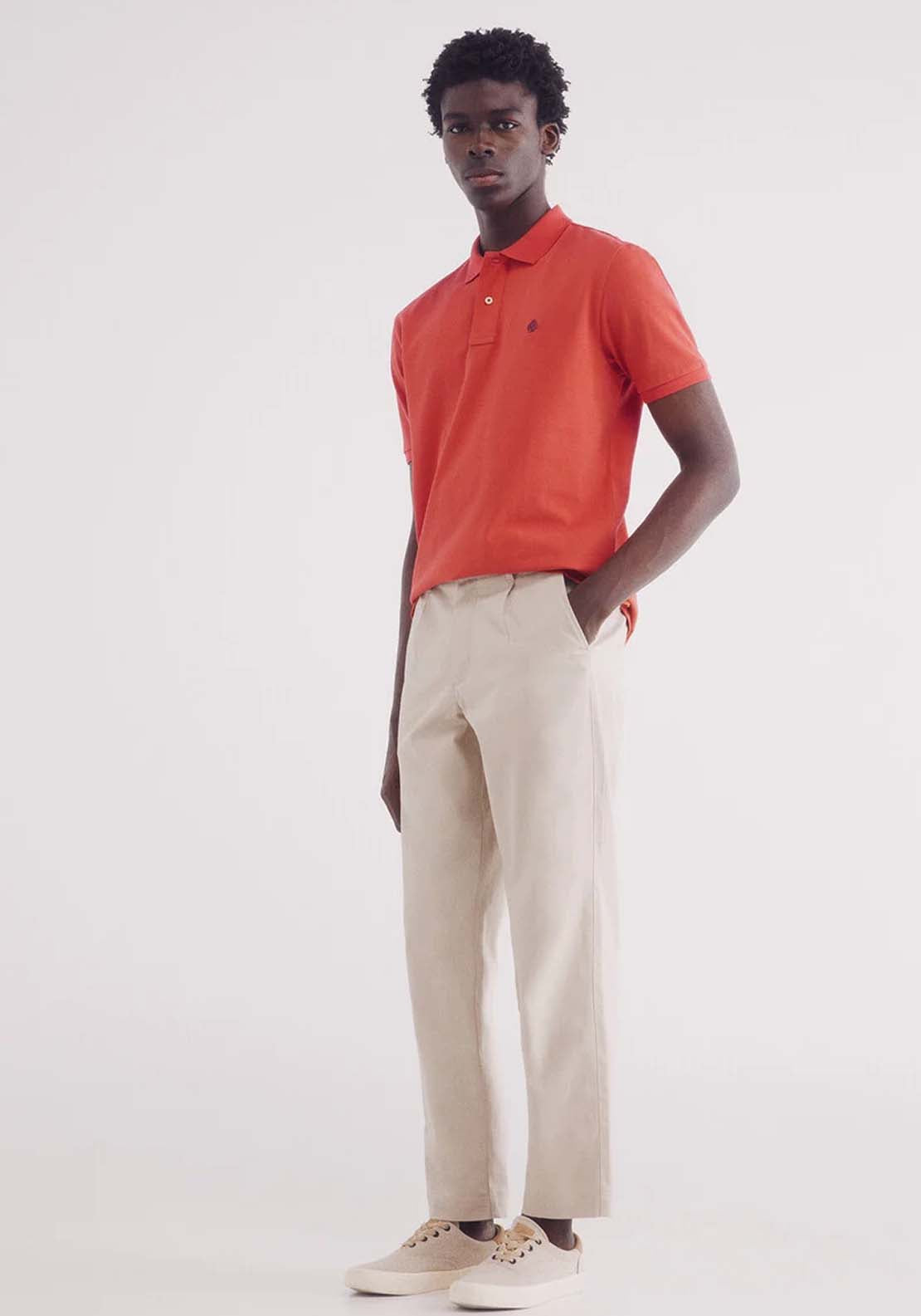 Springfield Essential Regular Fit Piqué Polo Shirt - Red 3 Shaws Department Stores