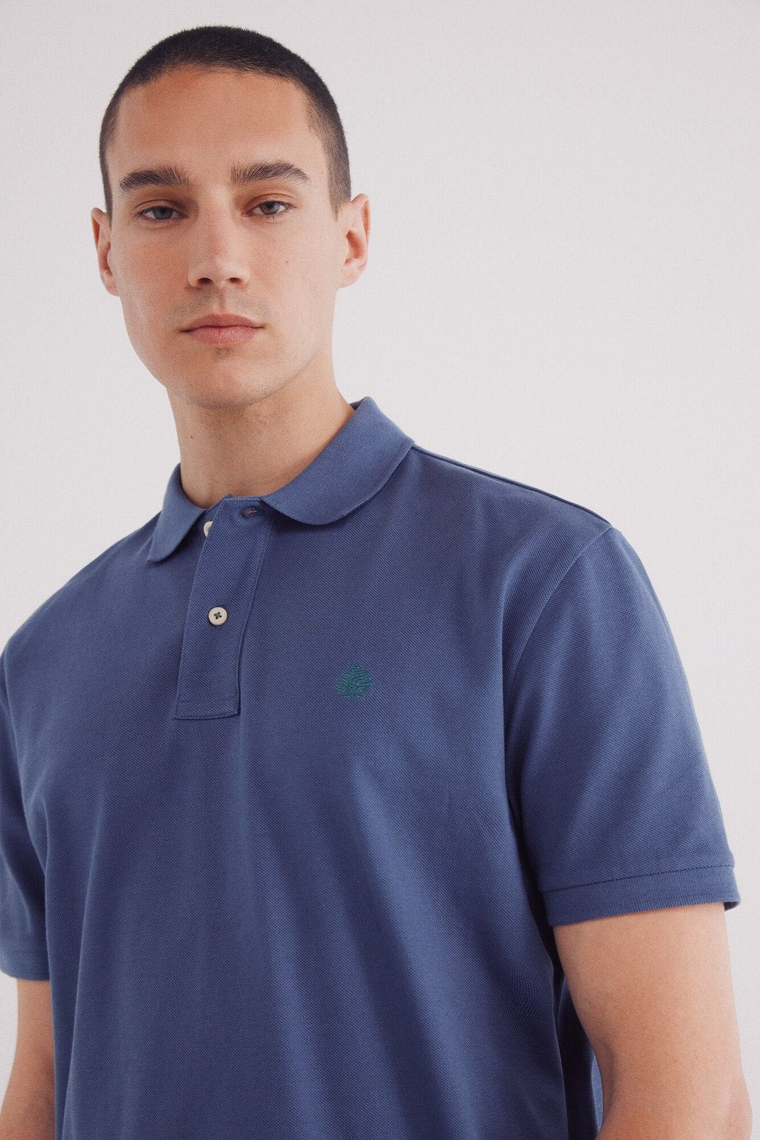 Springfield Essential regular fit piqué polo shirt - Blue 2 Shaws Department Stores