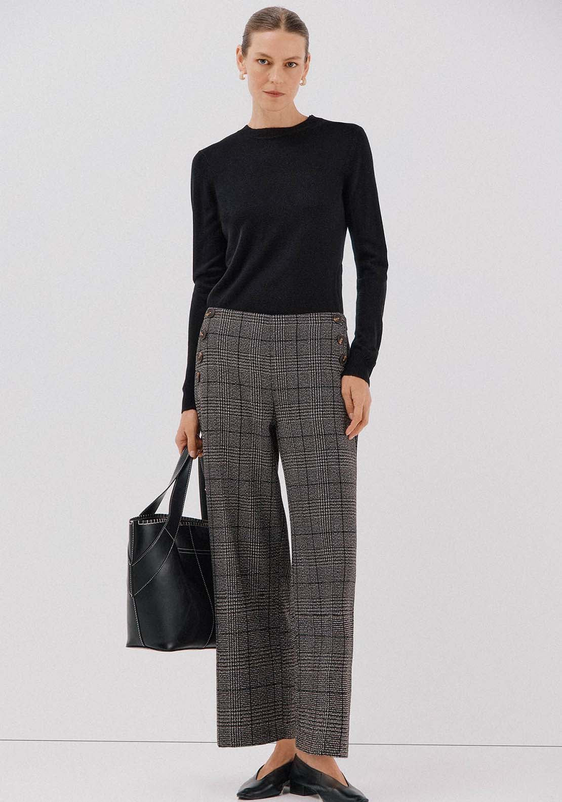 Cropped And Wide-Leg Pants - Grey