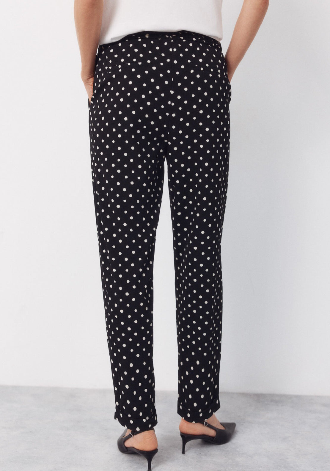 Cortefiel Flowy Textured Ruffle Trousers - White 2 Shaws Department Stores