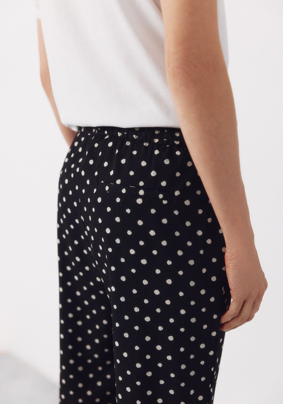 Cortefiel Flowy Textured Ruffle Trousers - White 3 Shaws Department Stores