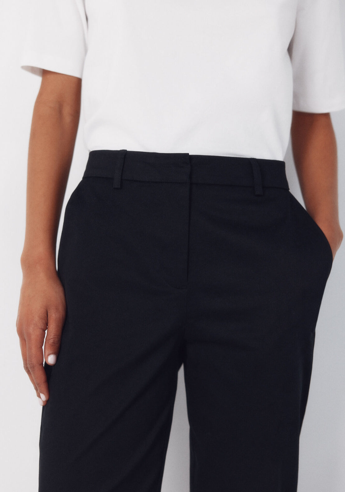 Slim Fit Ankle Trousers - Black