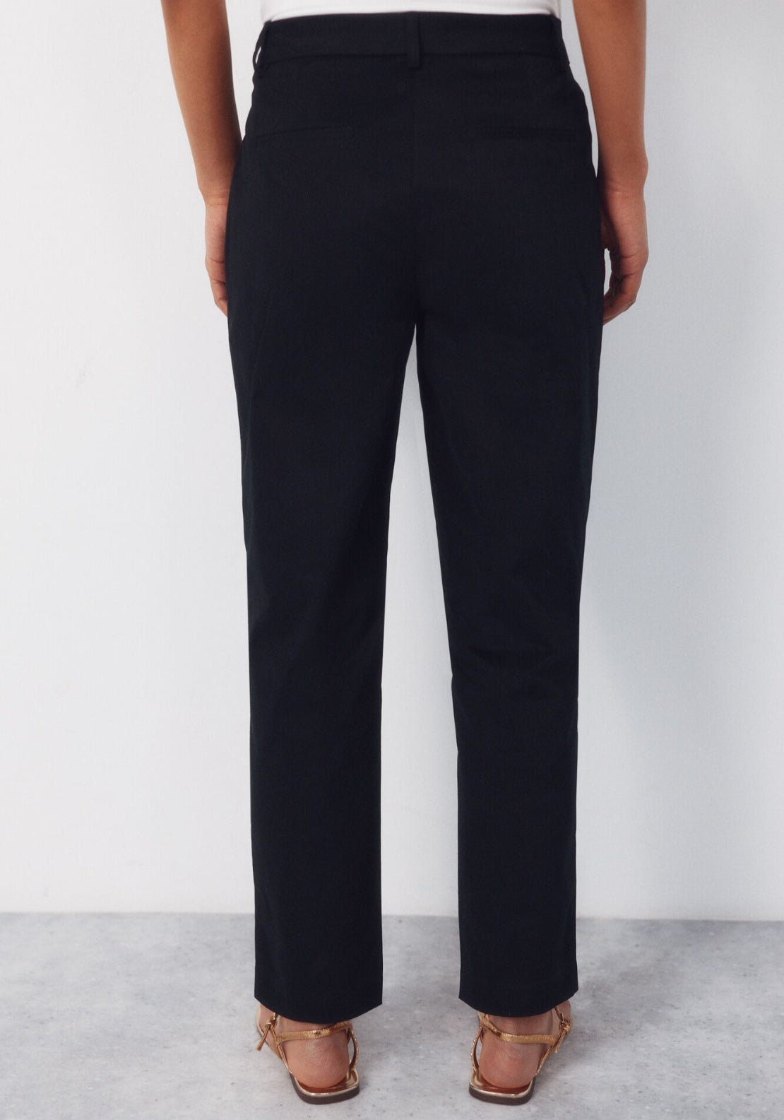 Slim Fit Ankle Trousers - Black
