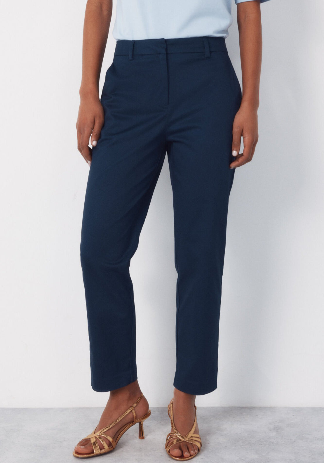 Cortefiel Slim Fit Ankle Trousers - Blue 1 Shaws Department Stores