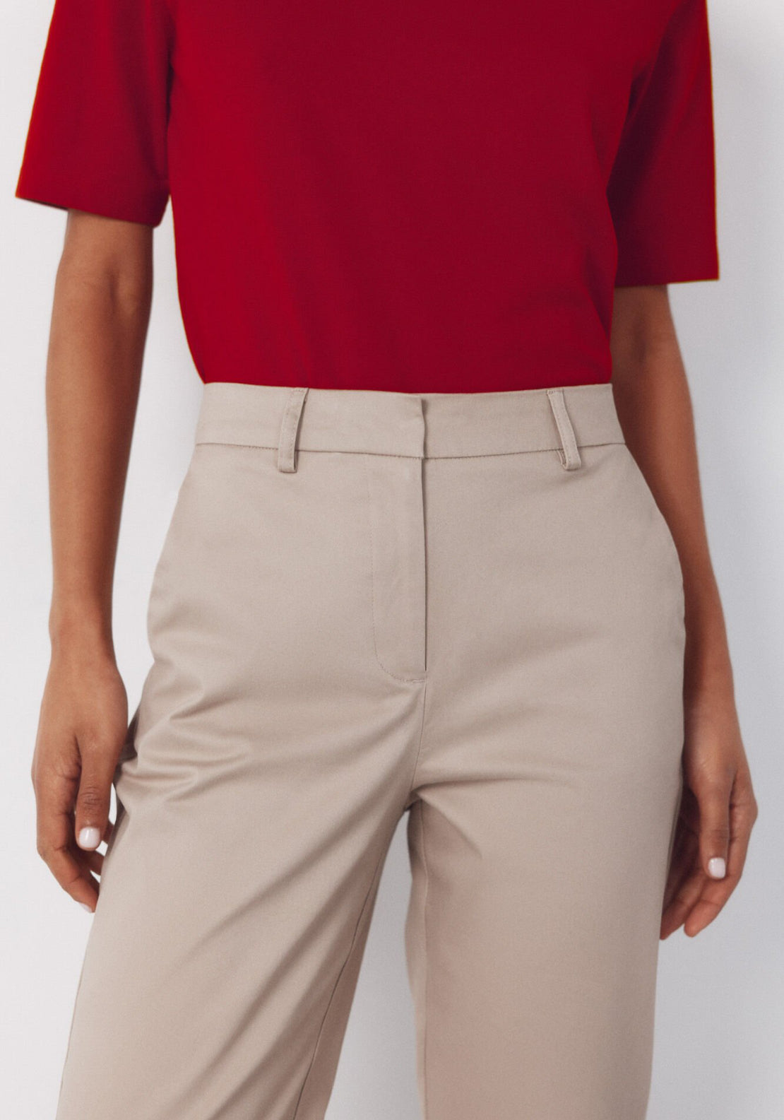 Cortefiel Slim Fit Ankle Trousers - Beige 3 Shaws Department Stores