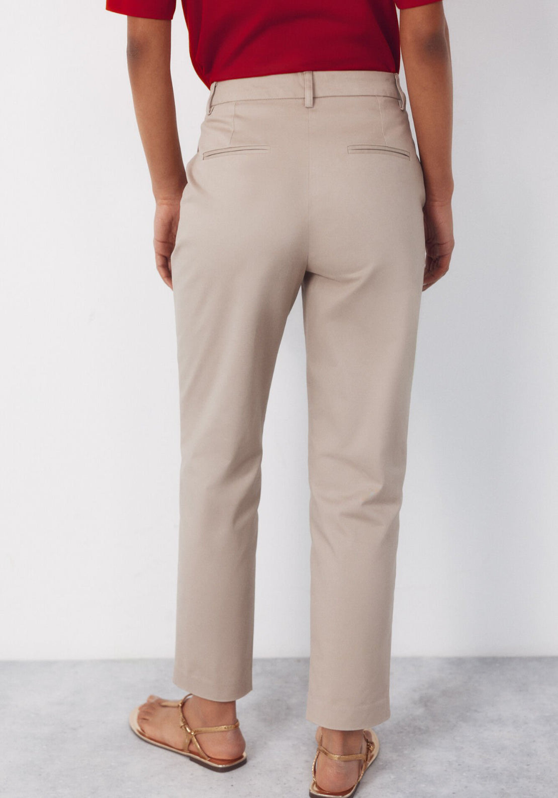 Cortefiel Slim Fit Ankle Trousers - Beige 2 Shaws Department Stores