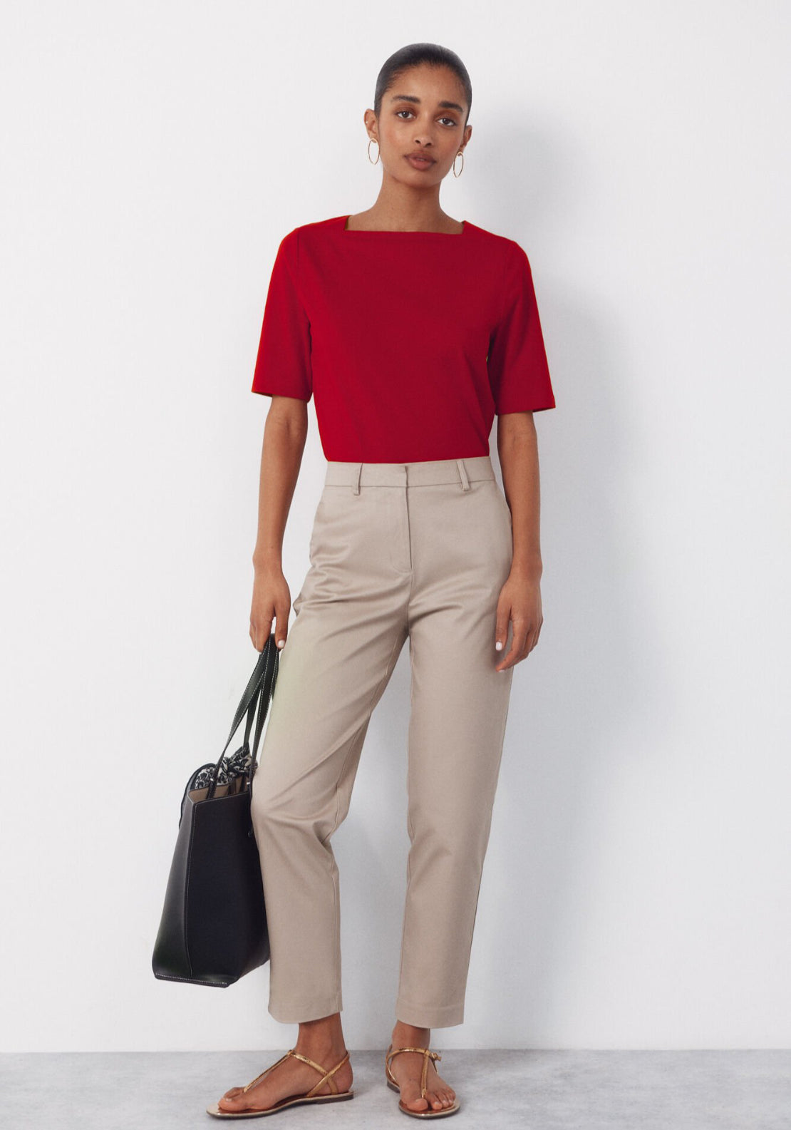 Cortefiel Slim Fit Ankle Trousers - Beige 4 Shaws Department Stores