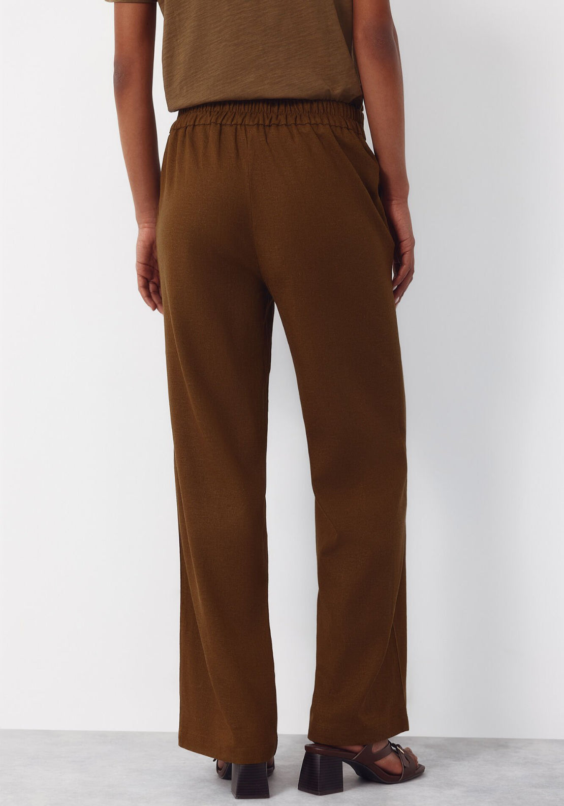 Cortefiel Linen Trousers With Gold Buttons - Green 2 Shaws Department Stores