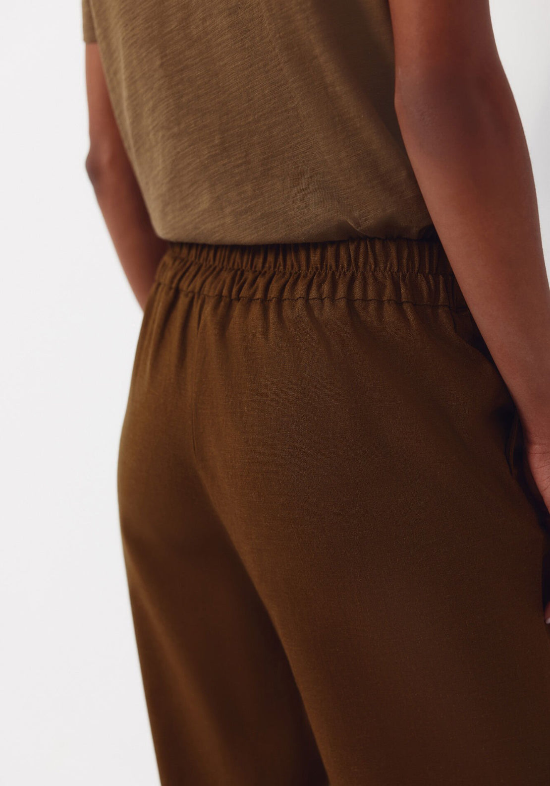Cortefiel Linen Trousers With Gold Buttons - Green 3 Shaws Department Stores