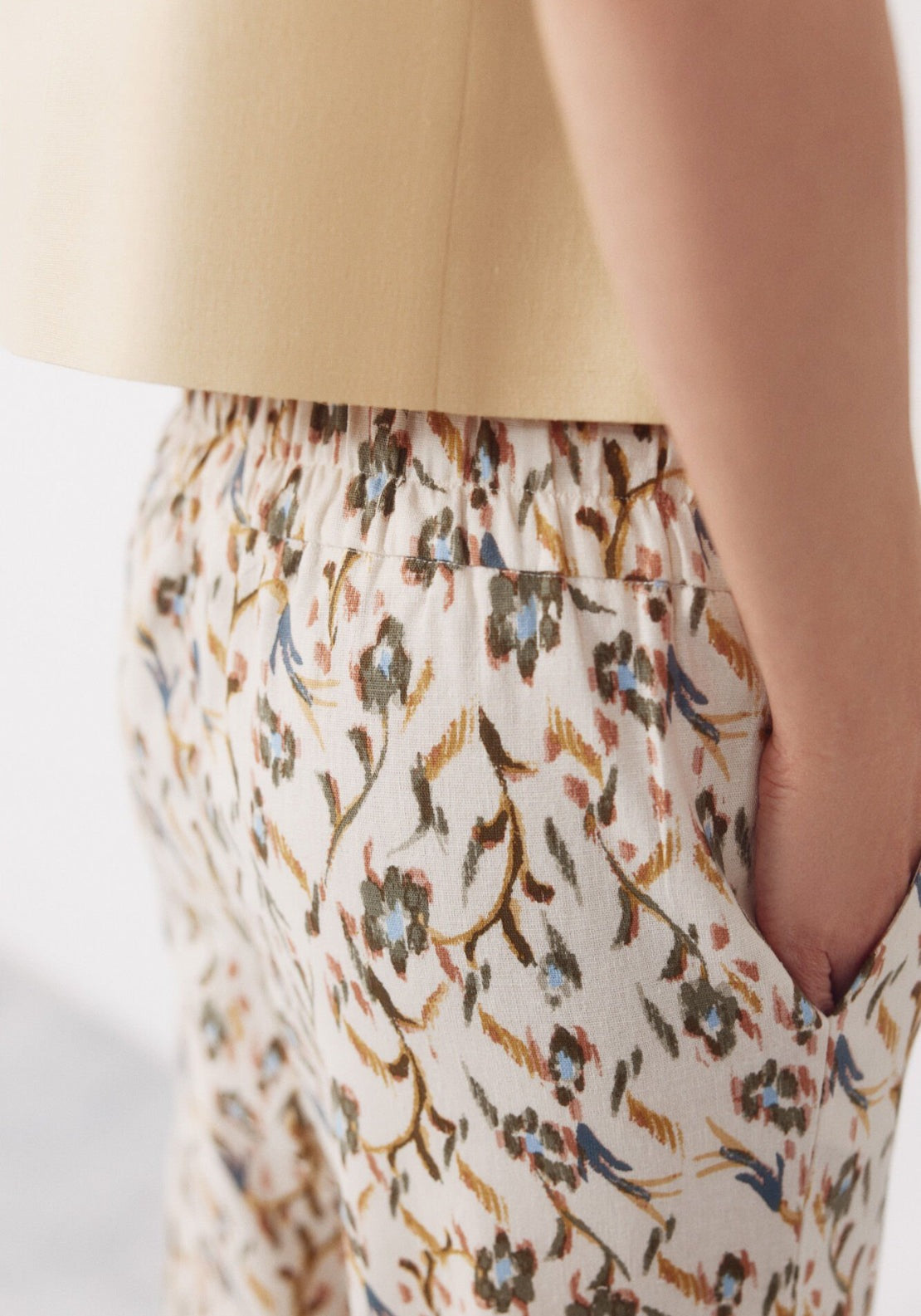 Cortefiel Linen Trousers With Gold Buttons - Multicolour 5 Shaws Department Stores