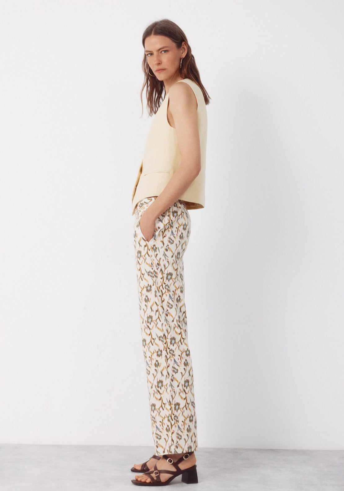 Cortefiel Linen Trousers With Gold Buttons - Multicolour 3 Shaws Department Stores