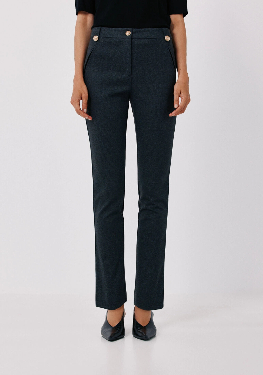 Roma Stretch Knit Trousers - Grey Print