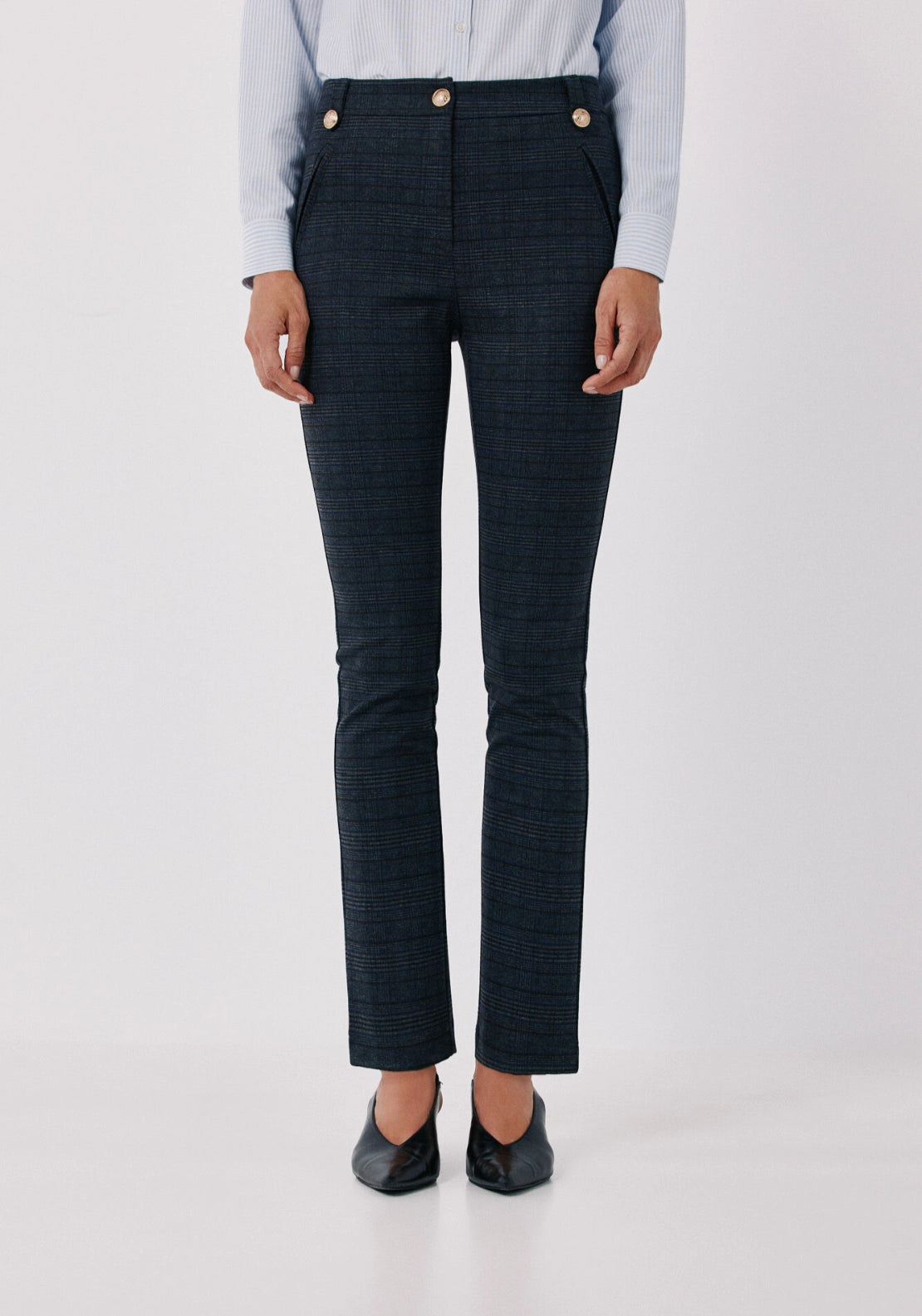 Roma Stretch Knit Trousers - Tan Print